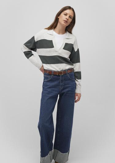  Mavi Polo Yaka Çizgili Yeşil Kazak Regular Fit / Normal Kesim 1710503-87895