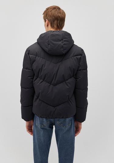  Mavi Kapüşonlu Siyah Şişme Mont 0110360-900