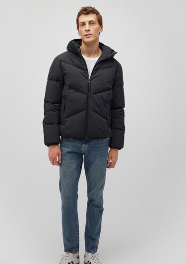  Mavi Kapüşonlu Siyah Şişme Mont 0110360-900