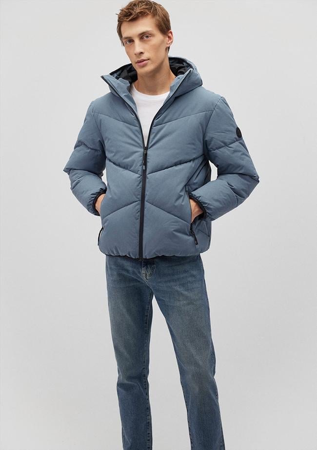  Mavi Kapüşonlu Mavi Şişme Mont 0110360-70782