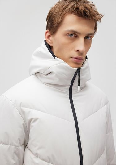  Mavi Kapüşonlu Gri Şişme Mont 0110360-83746