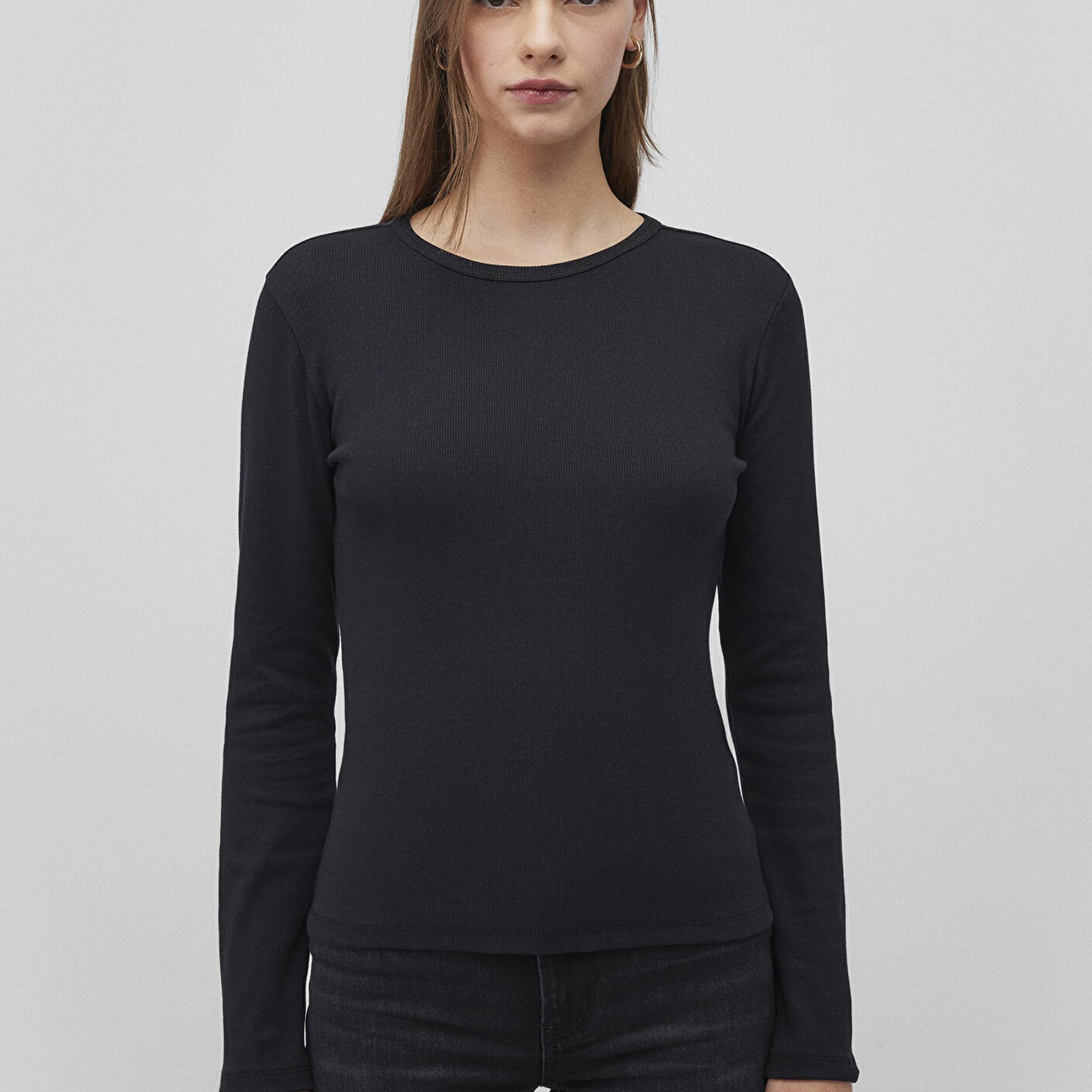 Mavi Uzun Kollu Siyah Basic Tişört Fitted / Vücuda Oturan Kesim 1613040-900