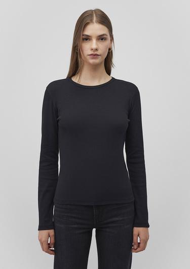  Mavi Uzun Kollu Siyah Basic Tişört Fitted / Vücuda Oturan Kesim 1613040-900