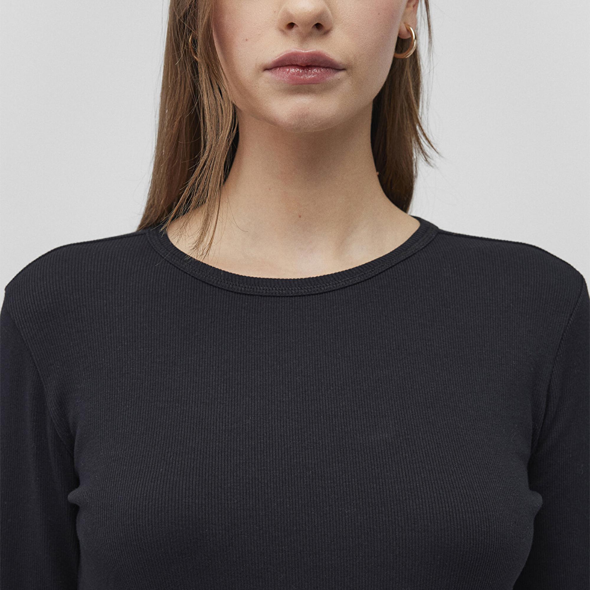 Mavi Uzun Kollu Siyah Basic Tişört Fitted / Vücuda Oturan Kesim 1613040-900