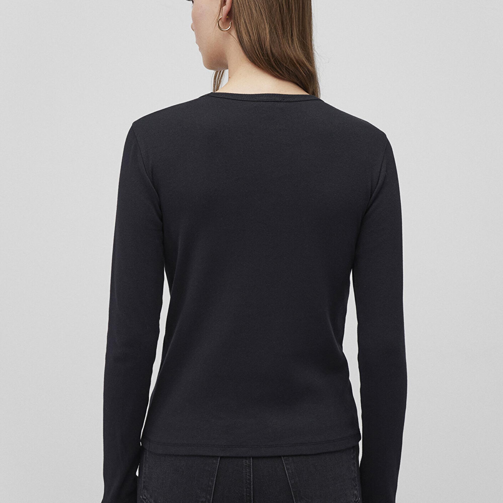 Mavi Uzun Kollu Siyah Basic Tişört Fitted / Vücuda Oturan Kesim 1613040-900