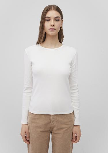  Mavi Uzun Kollu Ekru Basic Tişört Fitted / Vücuda Oturan Kesim 1613040-70057