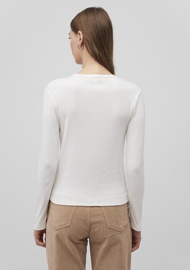  Mavi Uzun Kollu Ekru Basic Tişört Fitted / Vücuda Oturan Kesim 1613040-70057