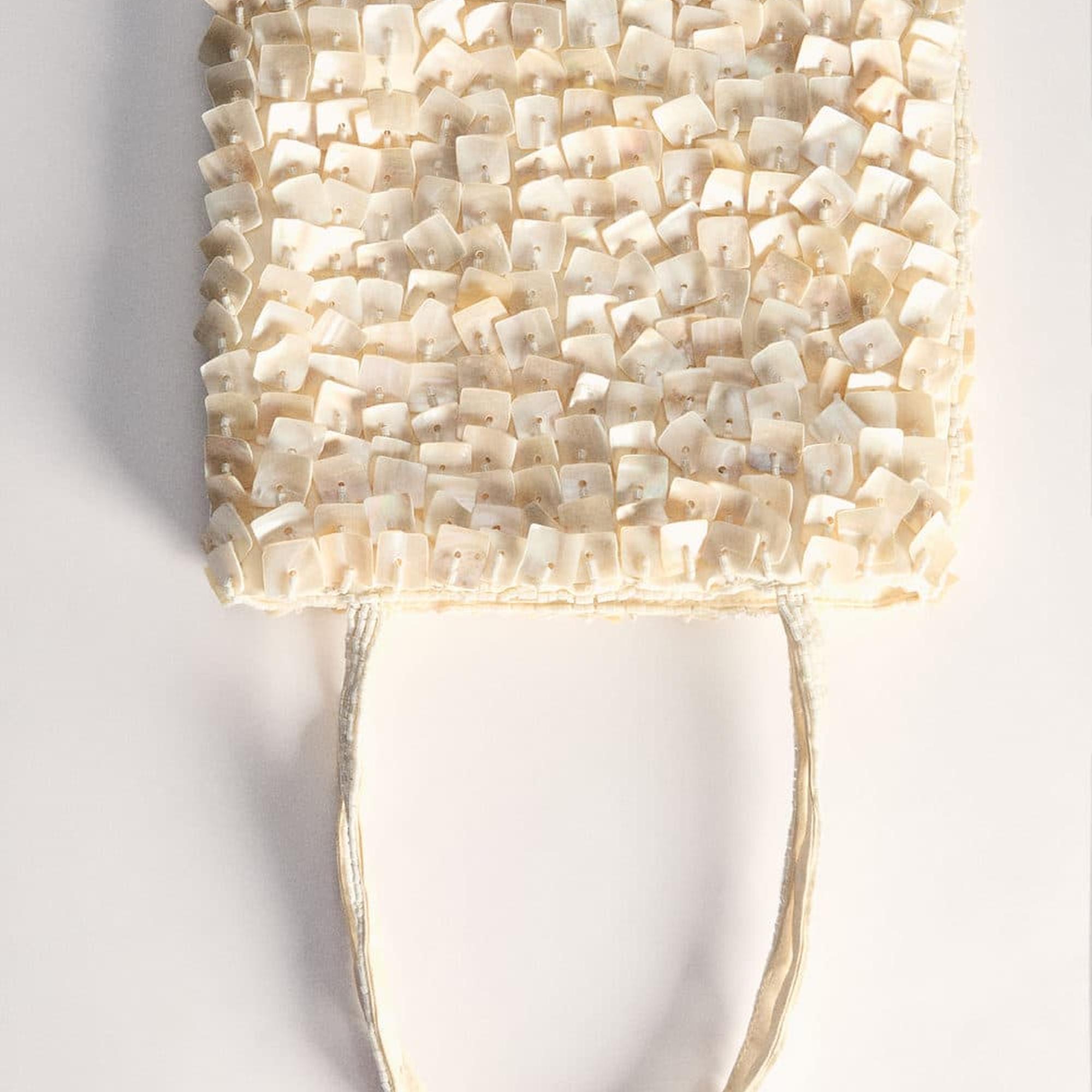 Mango Kadın İnci El Çantası Fildişi Rengi