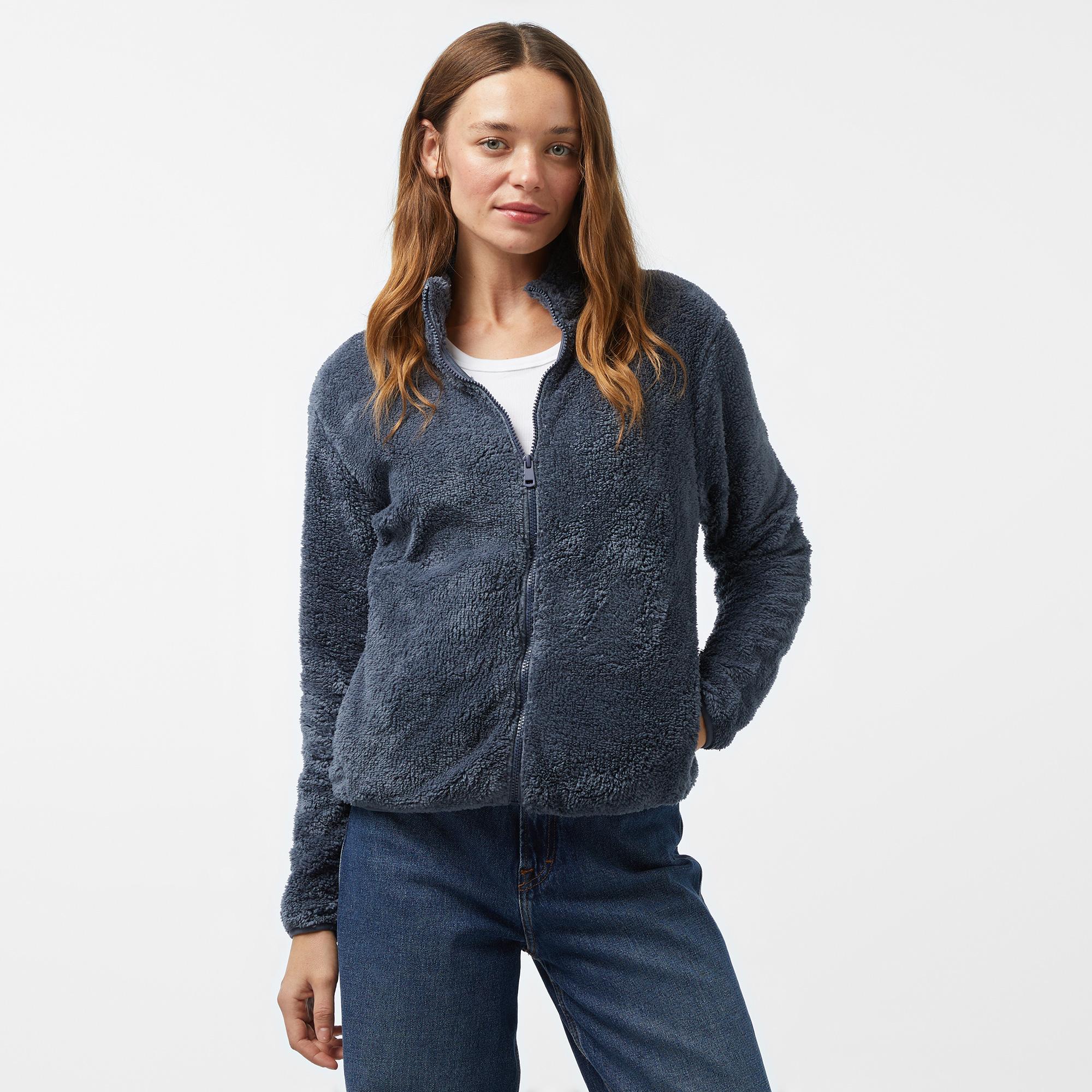 Nautica Kadın Mavi Regular Fit Fermuarlı Peluş Sweatshirt