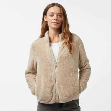  Nautica Kadın Bej Regular Fit Fermuarlı Peluş Sweatshirt