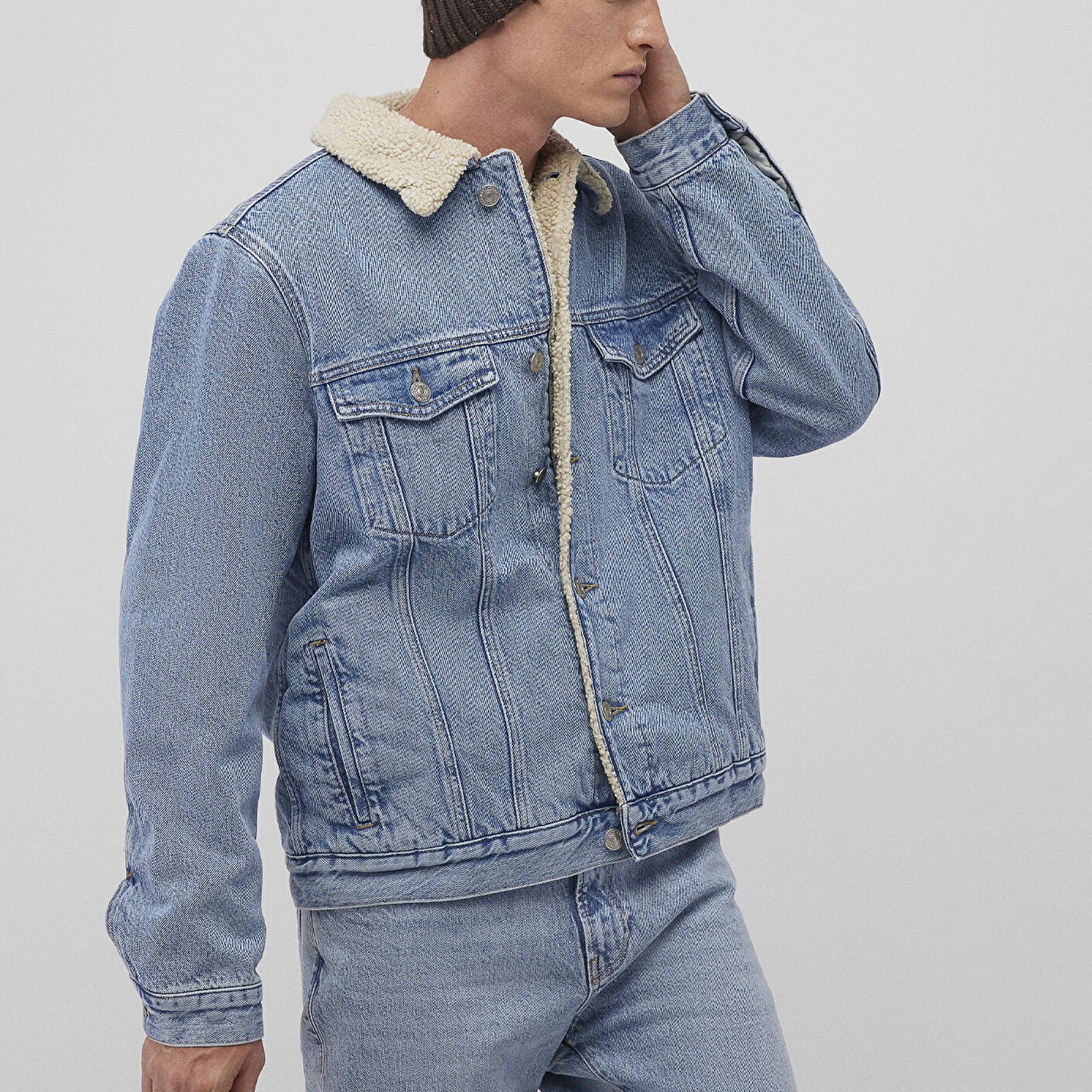 Mavi Zander Classic Denim Suni Kürklü Açık Mavi Jean Ceket 0111214-88554