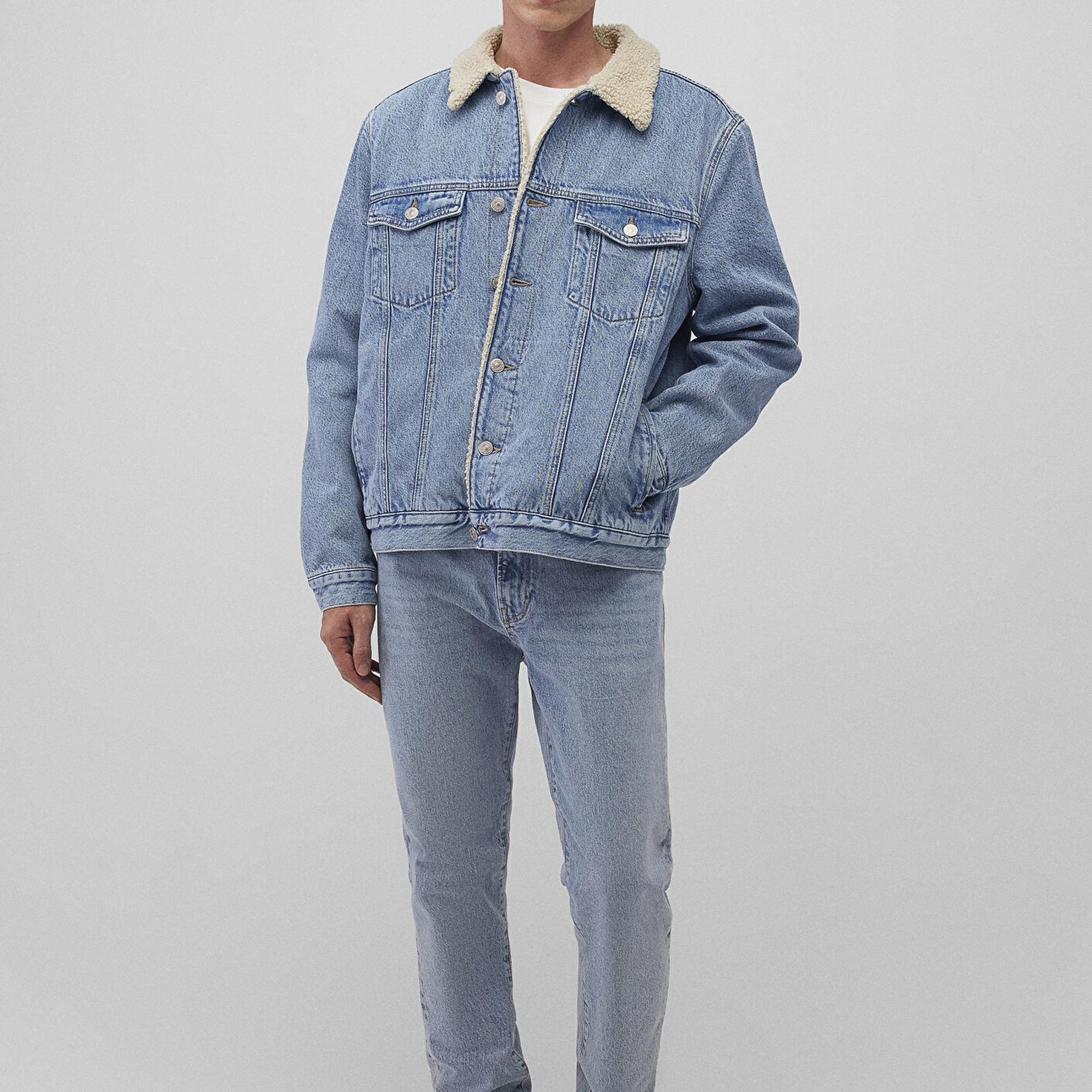 Mavi Zander Classic Denim Suni Kürklü Açık Mavi Jean Ceket 0111214-88554