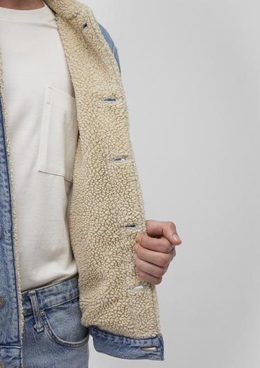  Mavi Zander Classic Denim Suni Kürklü Açık Mavi Jean Ceket 0111214-88554