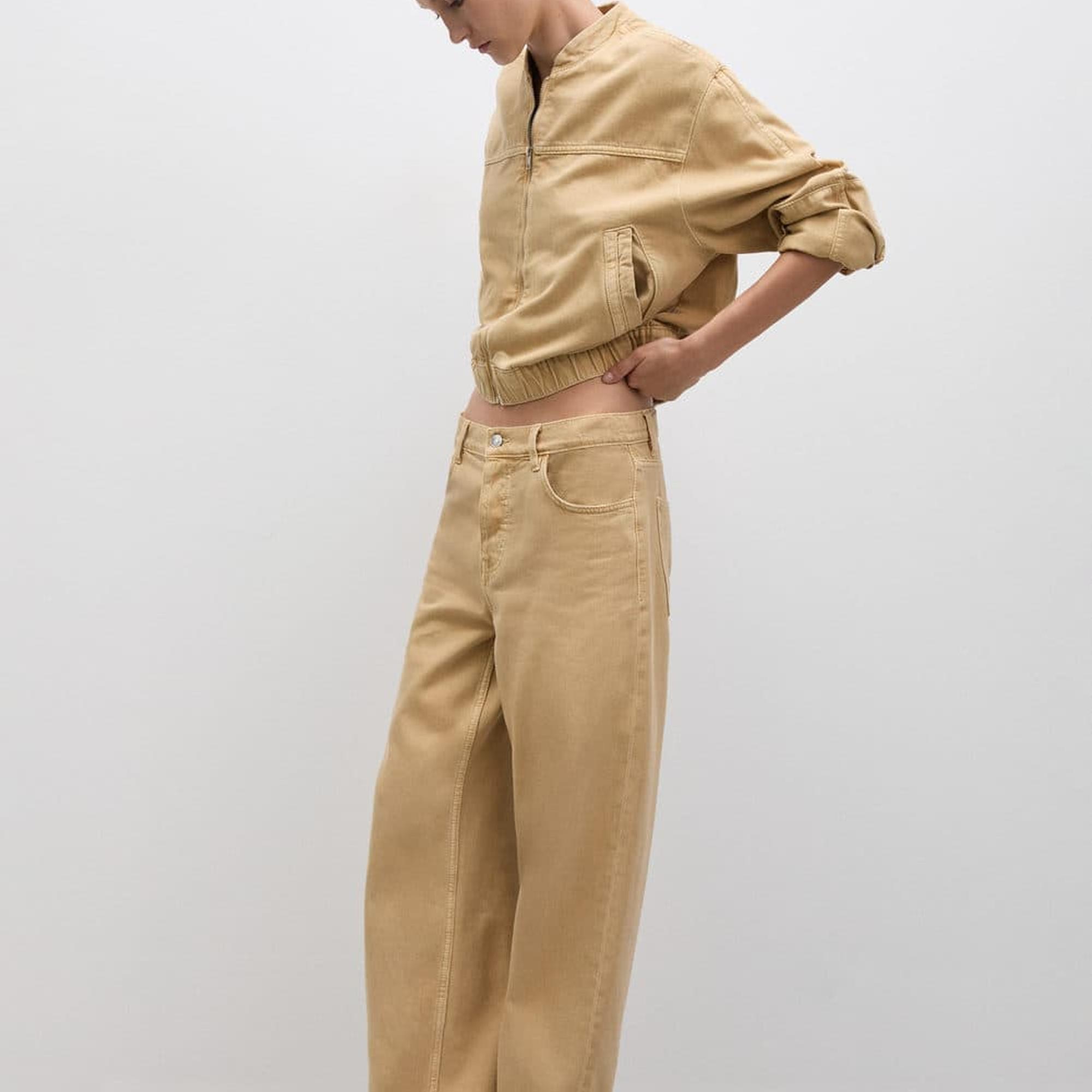 Mango Kadın Düşük Belli Wideleg Loose Jean Kahverengi