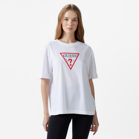  Guess Iconic Organic Cotton 160Gsm Kadın Beyaz T-Shirt