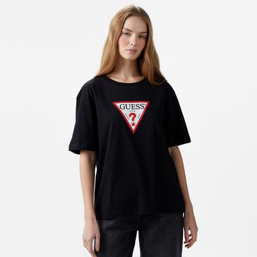  Guess Iconic Organic Cotton 160Gsm Kadın Siyah T-Shirt