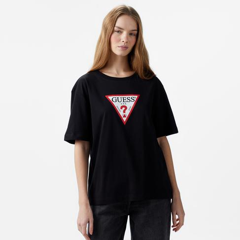  Guess Iconic Organic Cotton 160Gsm Kadın Siyah T-Shirt