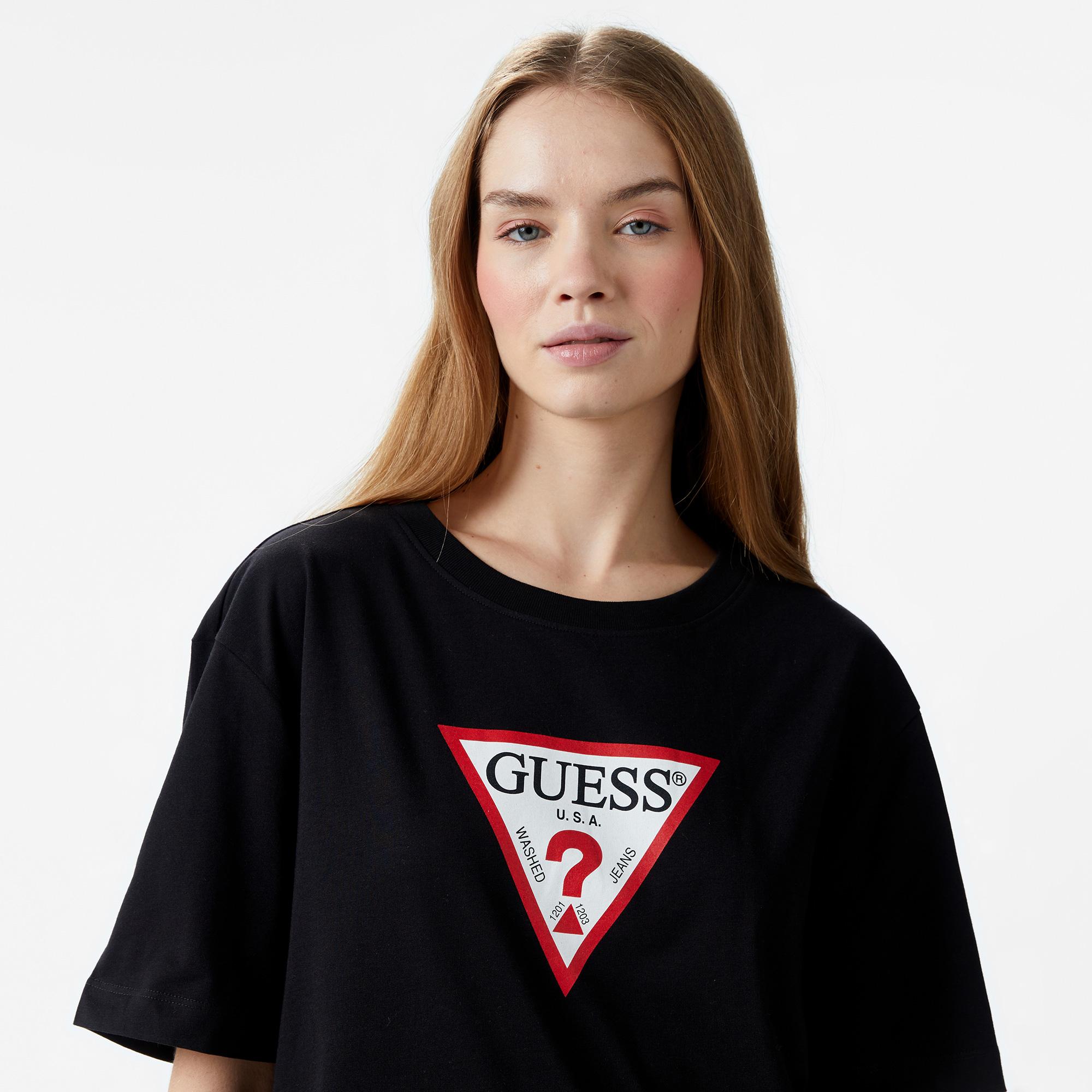 Guess Iconic Organic Cotton 160Gsm Kadın Siyah T-Shirt