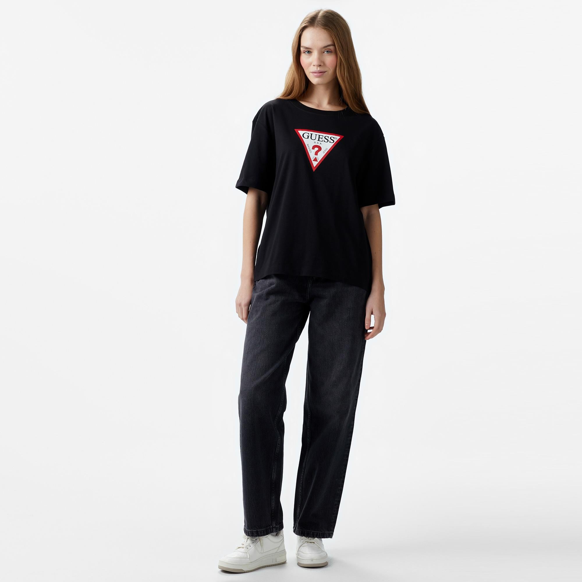 Guess Iconic Organic Cotton 160Gsm Kadın Siyah T-Shirt