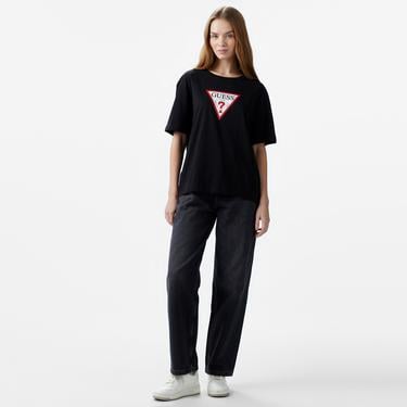  Guess Iconic Organic Cotton 160Gsm Kadın Siyah T-Shirt