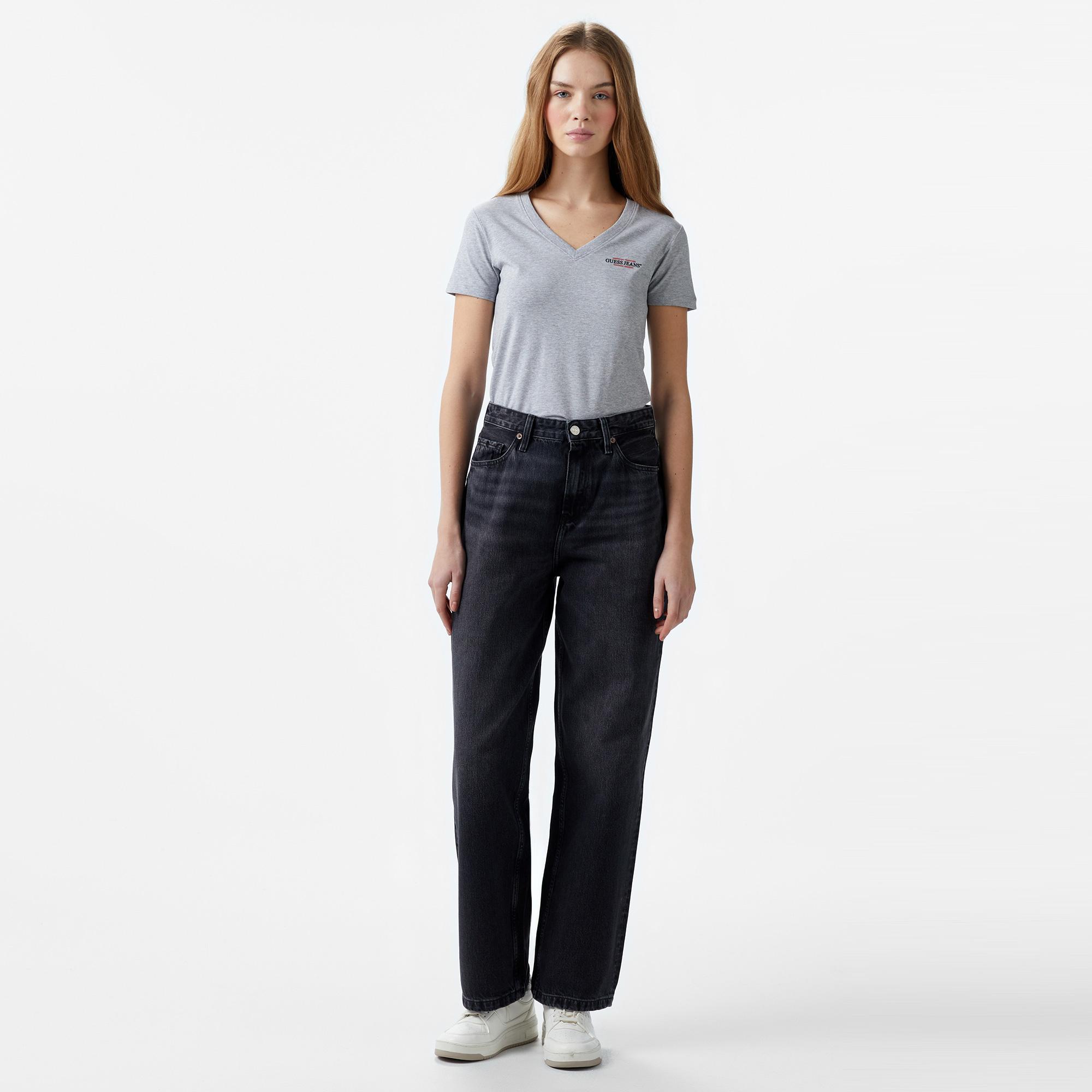 Guess Slim Mini Mid Organic Stretch Jersey 180 Kadın Mavi T-Shirt