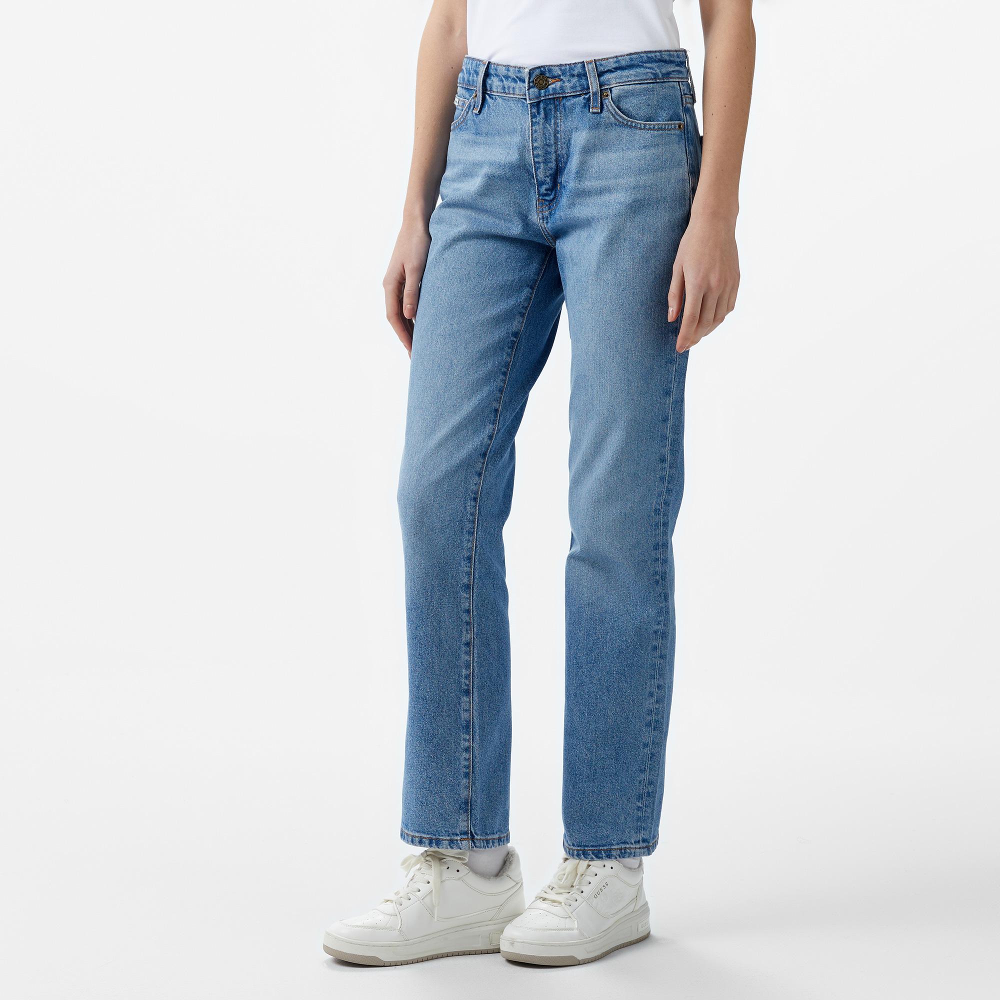 Guess G08 Mid Rise Stra Eco Co Riverside Str Indigo Kadın Mavi Jean