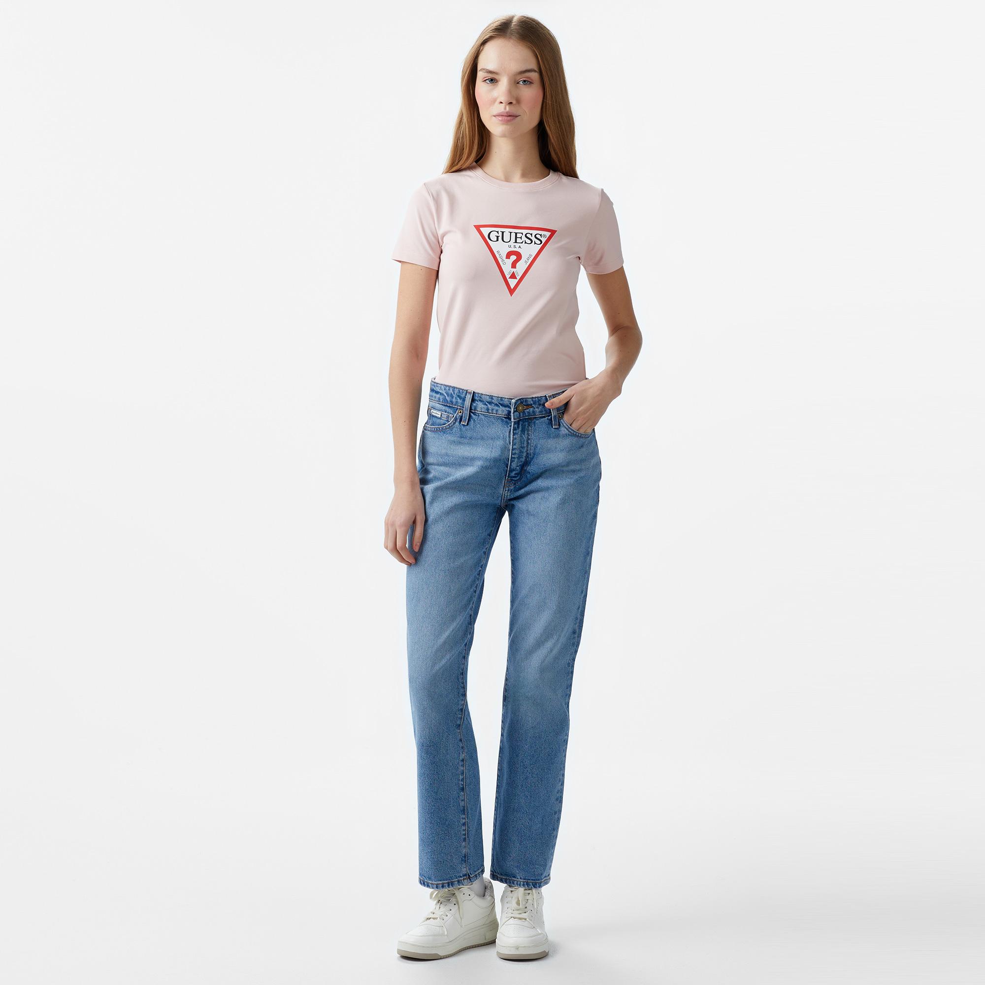 Guess Slim Iconic Mid Organic Stretch Jersey 180 Kadın Pembe T-Shirt