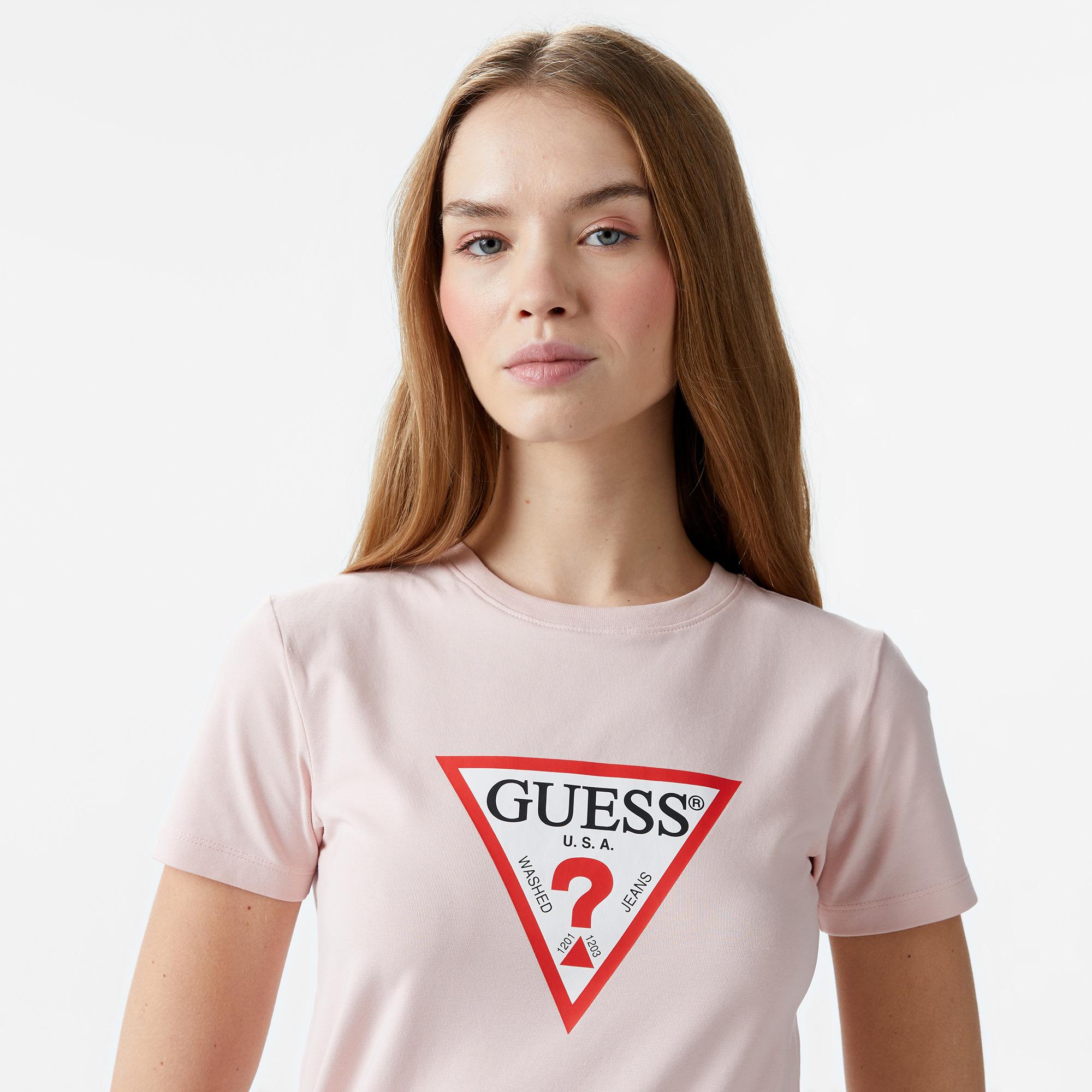 Guess Slim Iconic Mid Organic Stretch Jersey 180 Kadın Pembe T-Shirt