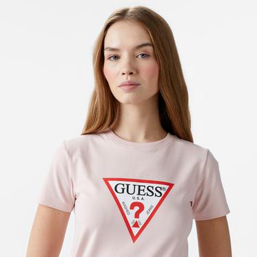  Guess Slim Iconic Mid Organic Stretch Jersey 180 Kadın Pembe T-Shirt
