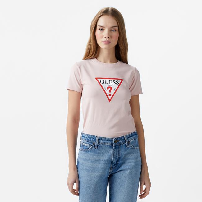  Guess Slim Iconic Mid Organic Stretch Jersey 180 Kadın Pembe T-Shirt
