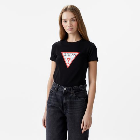  Guess Cnim Iconic Mid Organicetch 180 Kadın Siyah T-Shirt