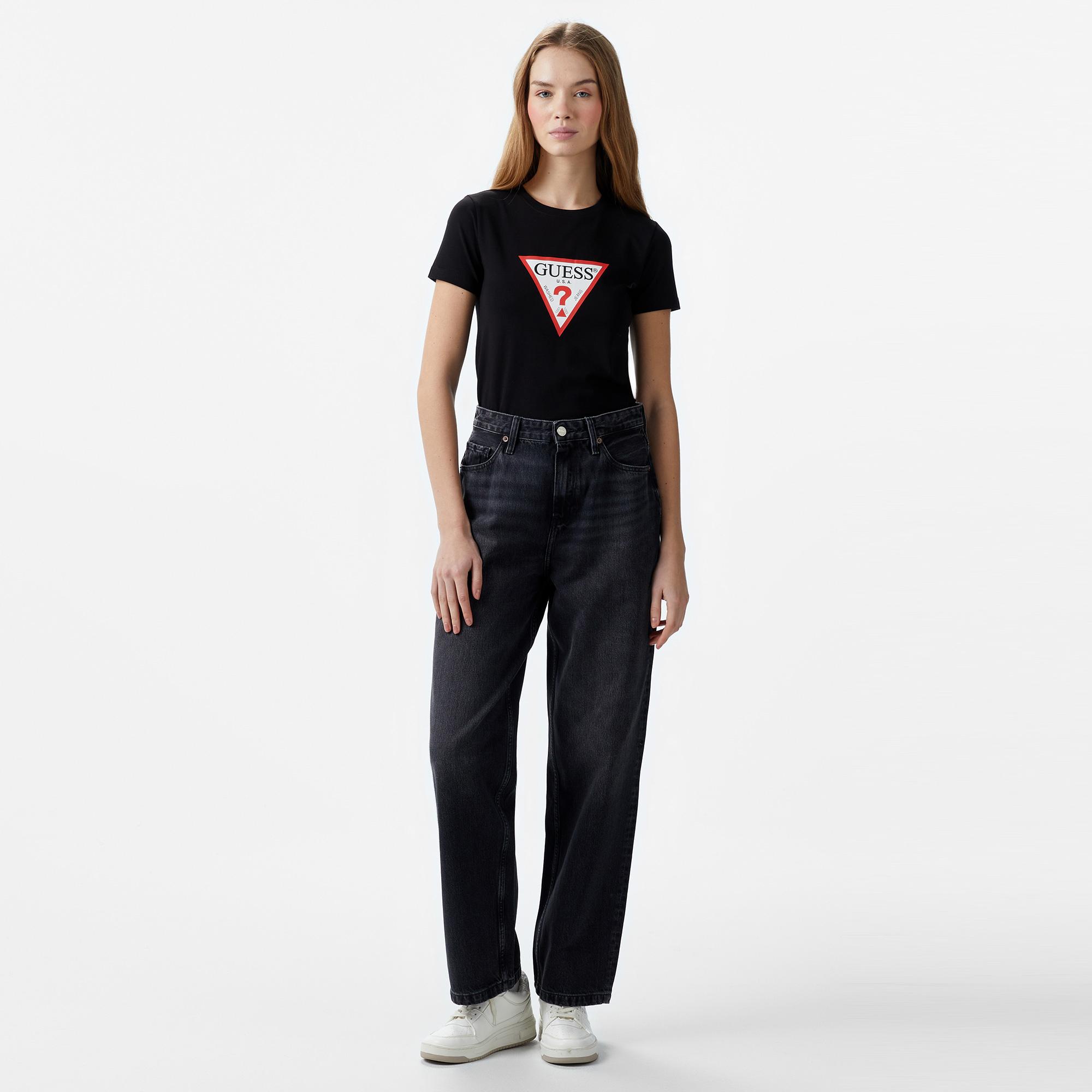 Guess Cnim Iconic Mid Organicetch 180 Kadın Siyah T-Shirt