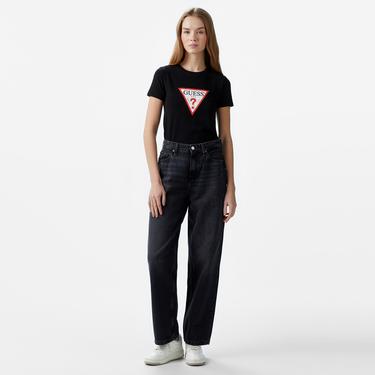  Guess Cnim Iconic Mid Organicetch 180 Kadın Siyah T-Shirt
