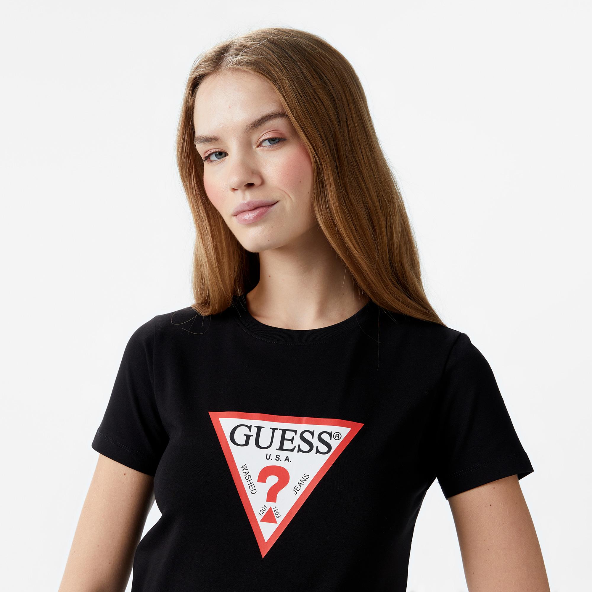 Guess Cnim Iconic Mid Organicetch 180 Kadın Siyah T-Shirt