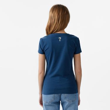  Guess Res Triangle Mid Organic Stretch Jersey 180 Kadın Mavi T-Shirt