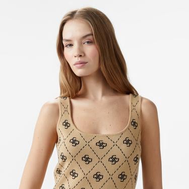  Guess Sarah Blend Stella Yarn Kadın Bej Elbise