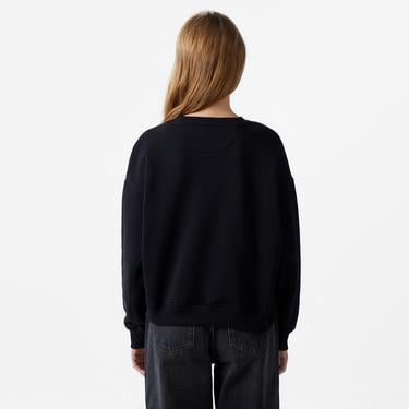  Guess 4Logo Eco Sleek Poly Cotton Fleece Kadın Siyah Sweatshirt