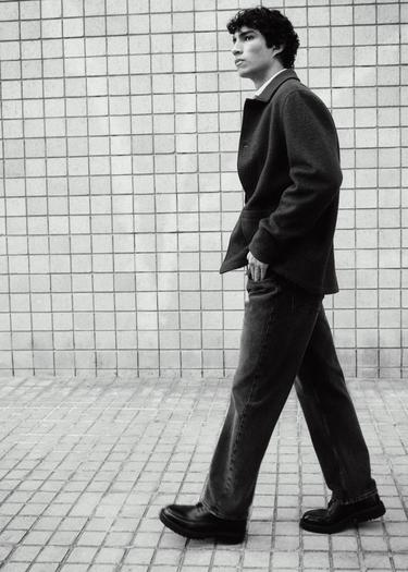  Mango Erkek Koyu Gri Düz Kesim Jean Gri