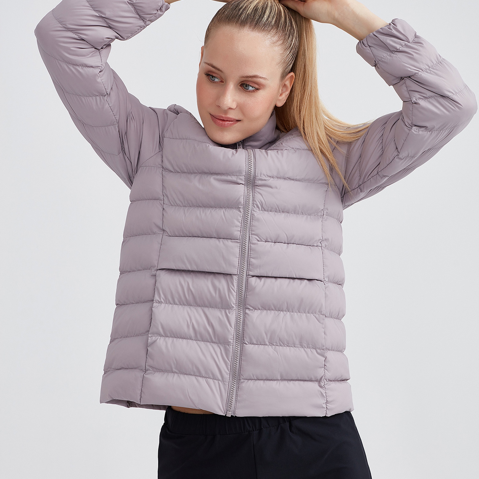 Skechers W Outerwear Pop Up Detailed Padded Jacket Kadın Mor Mont