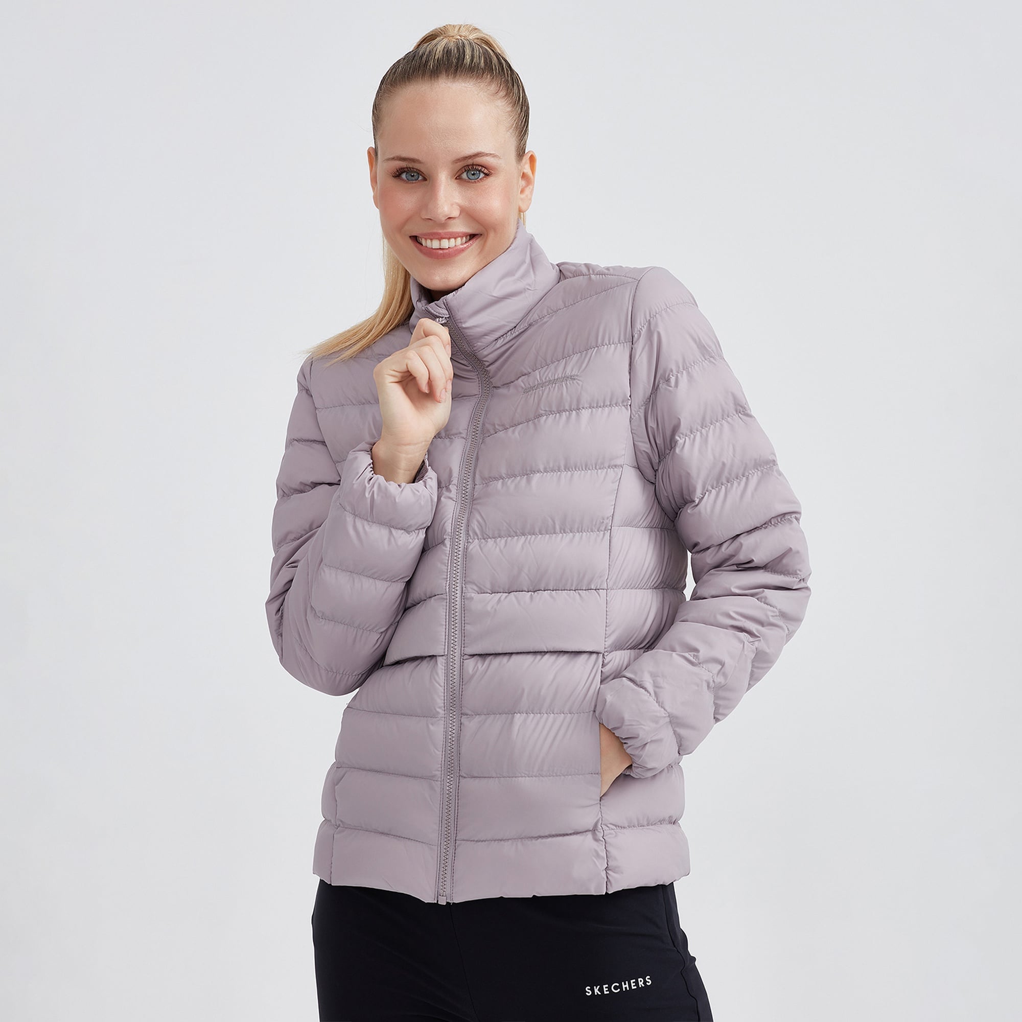 Skechers W Outerwear Pop Up Detailed Padded Jacket Kadın Mor Mont