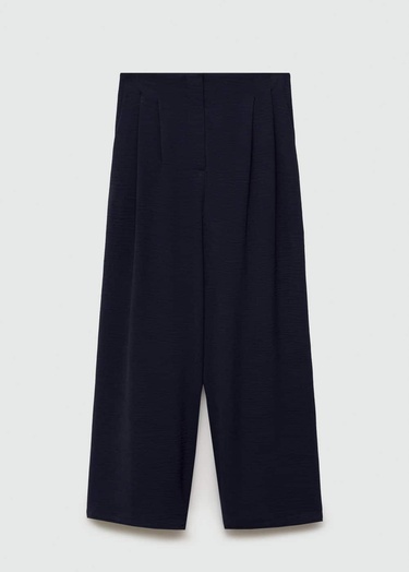 Mango Kadın Wideleg Dokuma Pantolon Lacivert