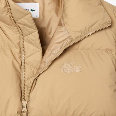  Kadın Relaxed Fit Kapüşonlu Kahverengi Şişme Mont