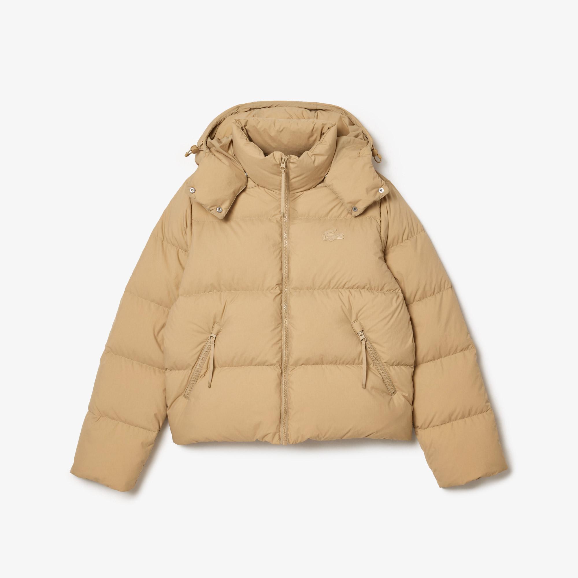 Kadın Relaxed Fit Kapüşonlu Kahverengi Şişme Mont