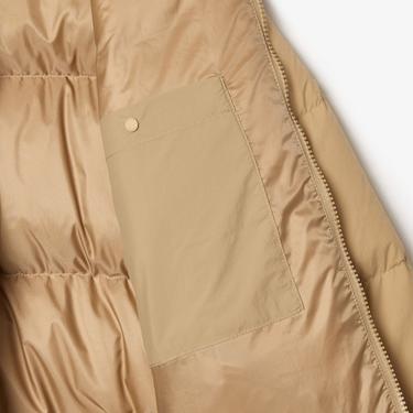  Kadın Relaxed Fit Kapüşonlu Kahverengi Şişme Mont