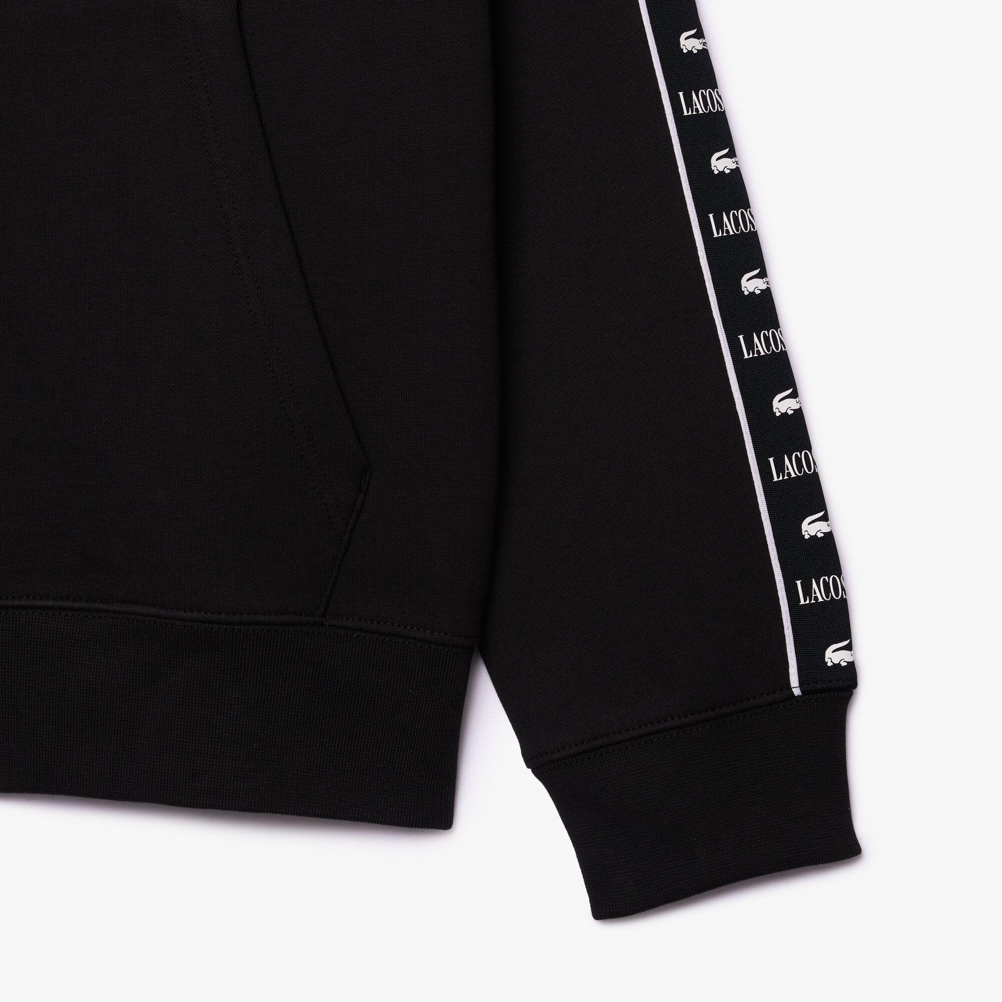 Erkek Classic Fit Kapüşonlu Baskılı Siyah Sweatshirt