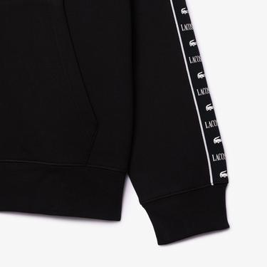  Erkek Classic Fit Kapüşonlu Baskılı Siyah Sweatshirt