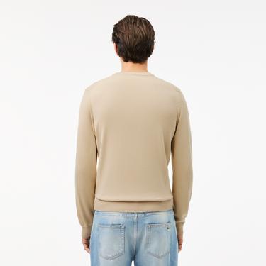  Lacoste Erkek Regular Fit Bisiklet Yaka Krem Kazak