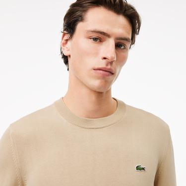  Lacoste Erkek Regular Fit Bisiklet Yaka Krem Kazak