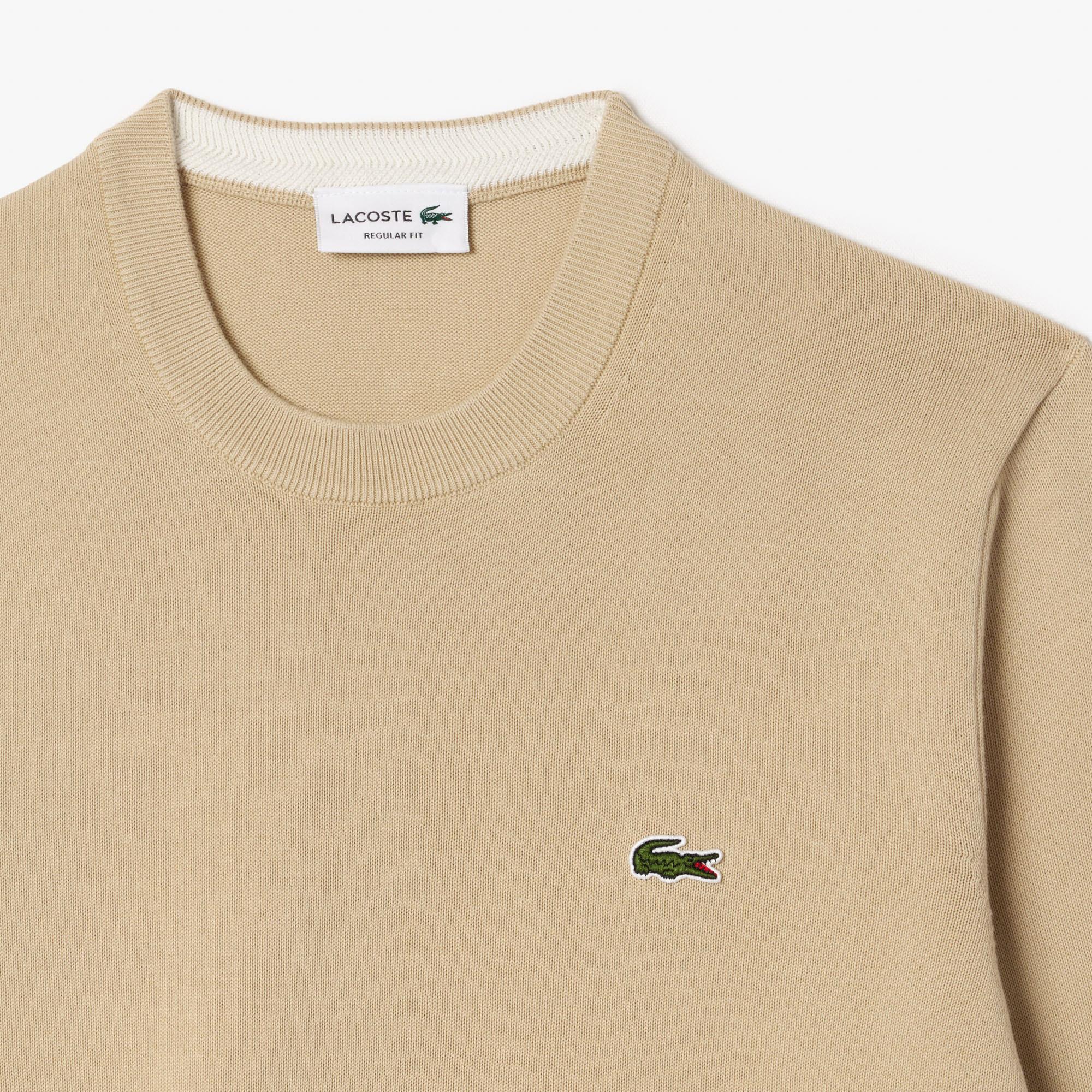 Lacoste Erkek Regular Fit Bisiklet Yaka Krem Kazak