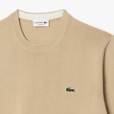 Lacoste Erkek Regular Fit Bisiklet Yaka Krem Kazak